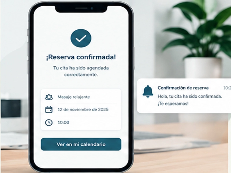 Confirmación de una reserva online con los datos de la cita
