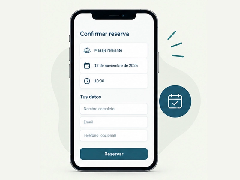 Formulario para realizar una reserva online con fecha y horario